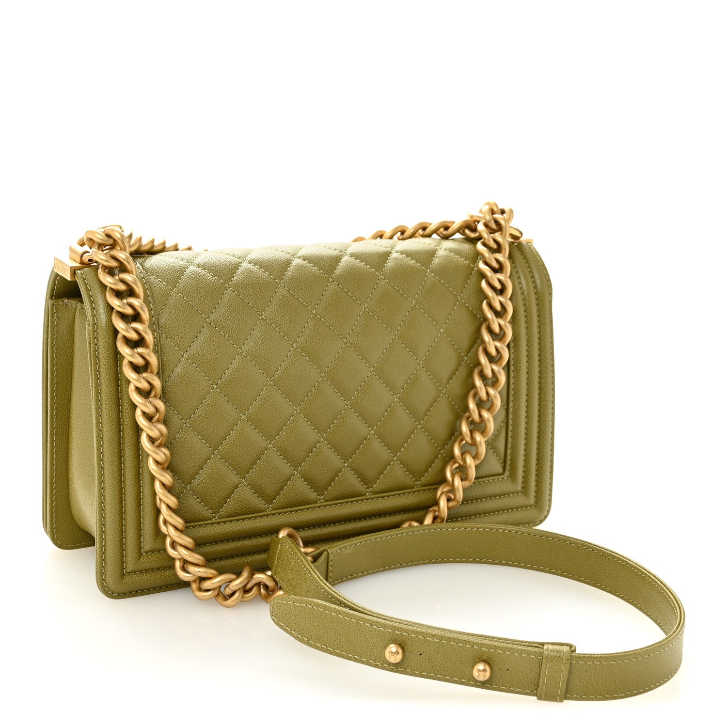 Chanel Caviar Quilted Medium Boy Flap Green