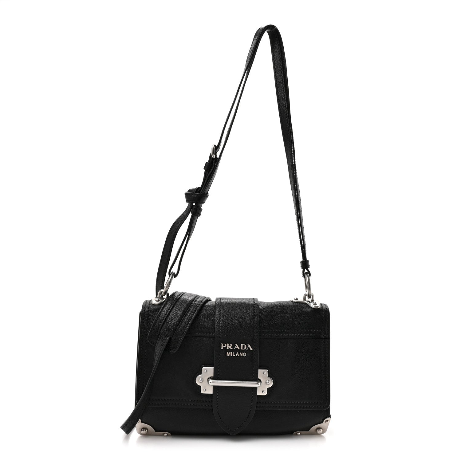 Prada Glace Calf Soft Cahier Bag Black Astrale
