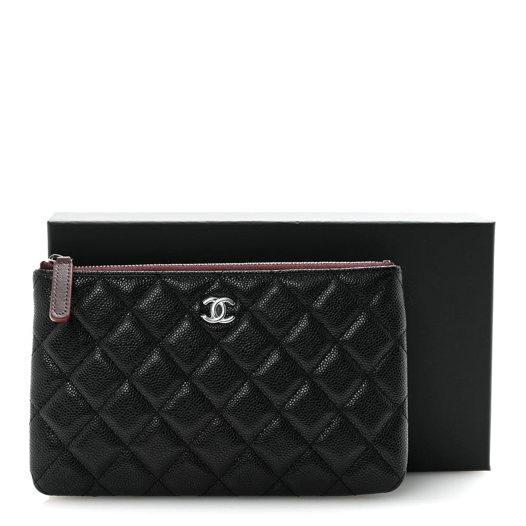 Caviar Quilted Cosmetic Case Black