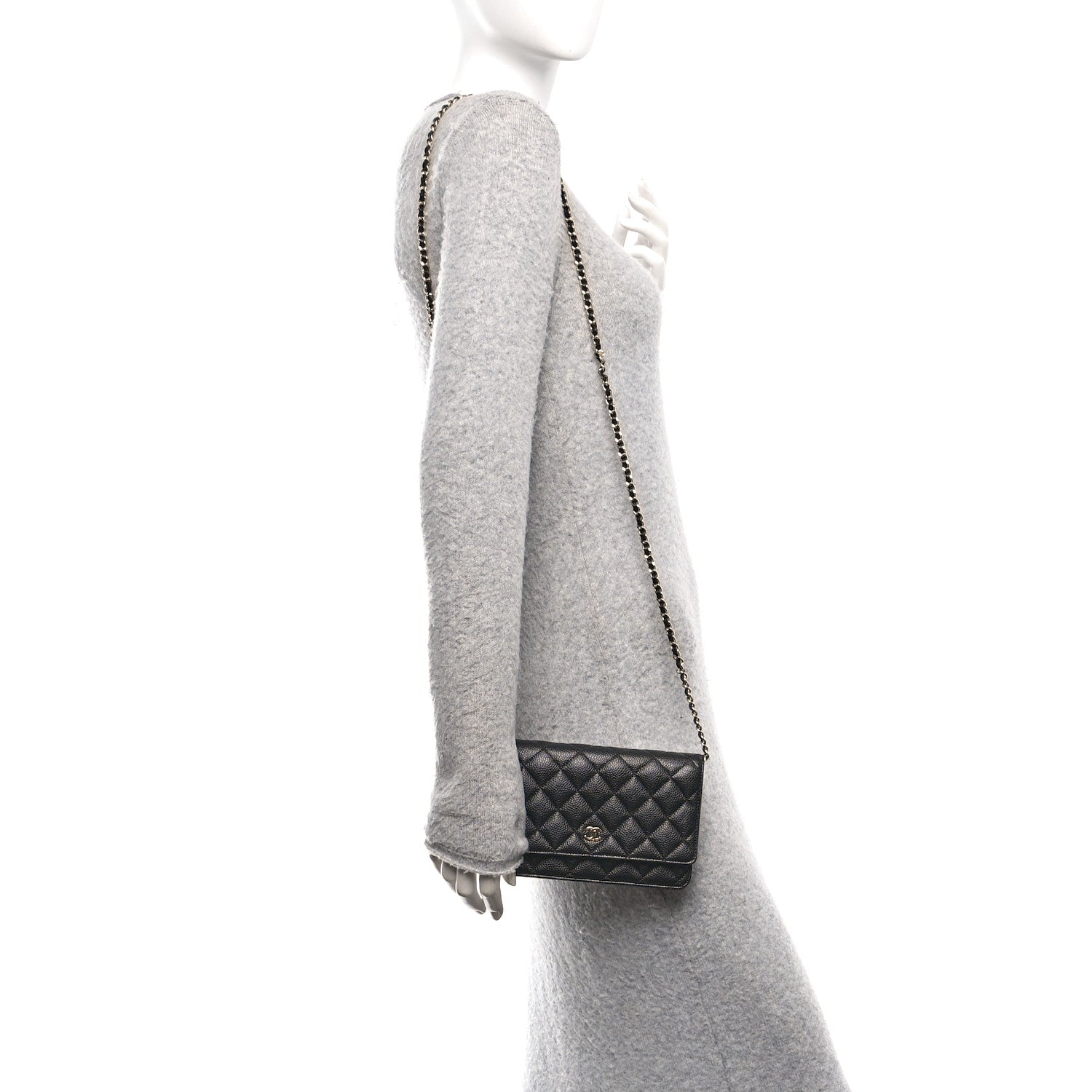 Chanel Caviar Quilted Wallet on Chain WOC Black
