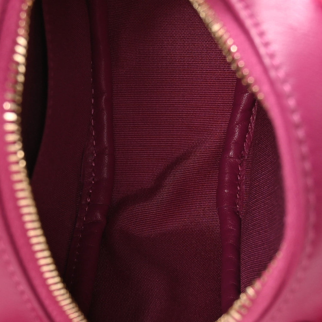 Chanel Shearling Sheepskin Chanel 19 Round Clutch With Chain Dark Pink