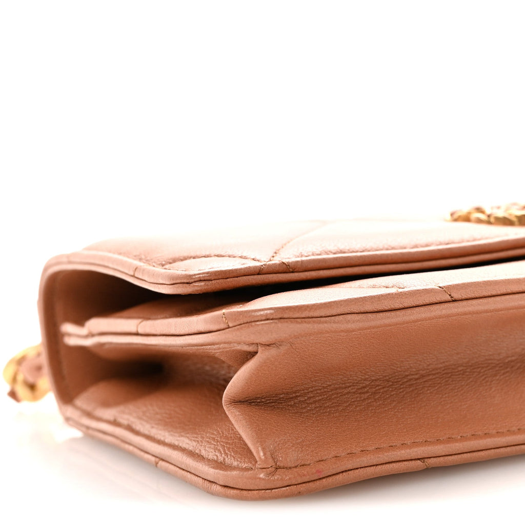 Chanel Lambskin Quilted Chanel 19 Wallet On Chain WOC Brown