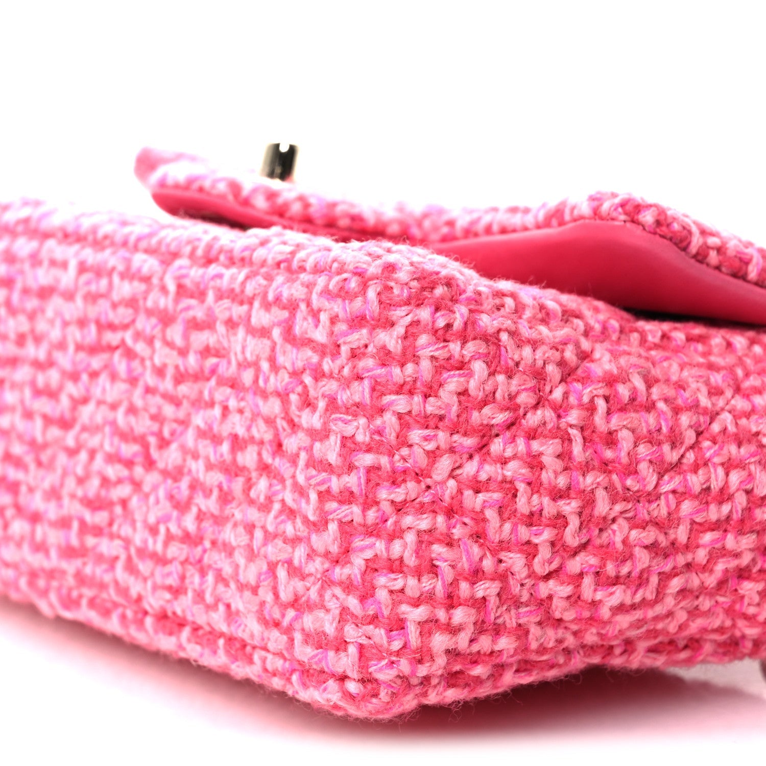 Chanel Wool Tweed Quilted Mini Rectangular Flap Dark Pink Fuchsia