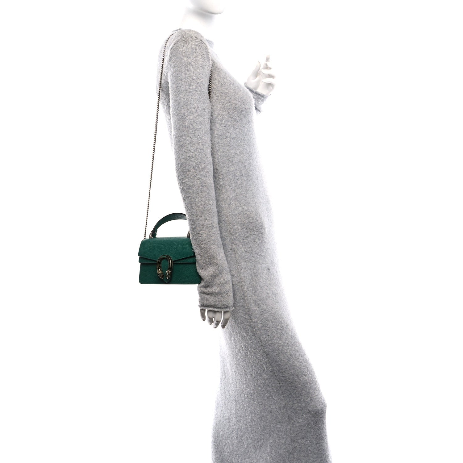 Gucci Dollar Calfskin Crystal Mini Dionysus Top Handle Bag Emerald
