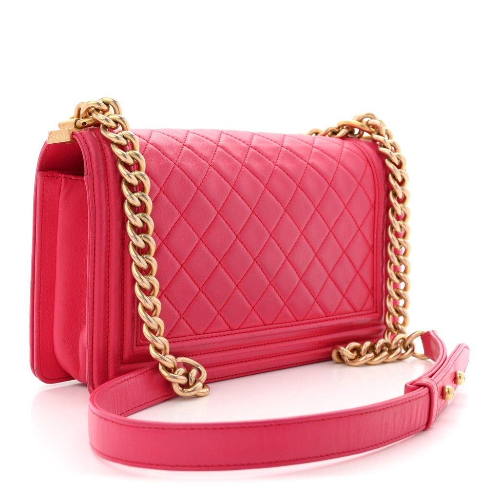 Chanel Lambskin Quilted Medium Boy Flap Fuchsia