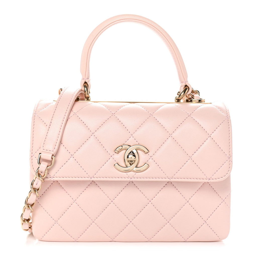 Chanel Lambskin Quilted Small Trendy CC Flap Dual Handle Bag Light Pink