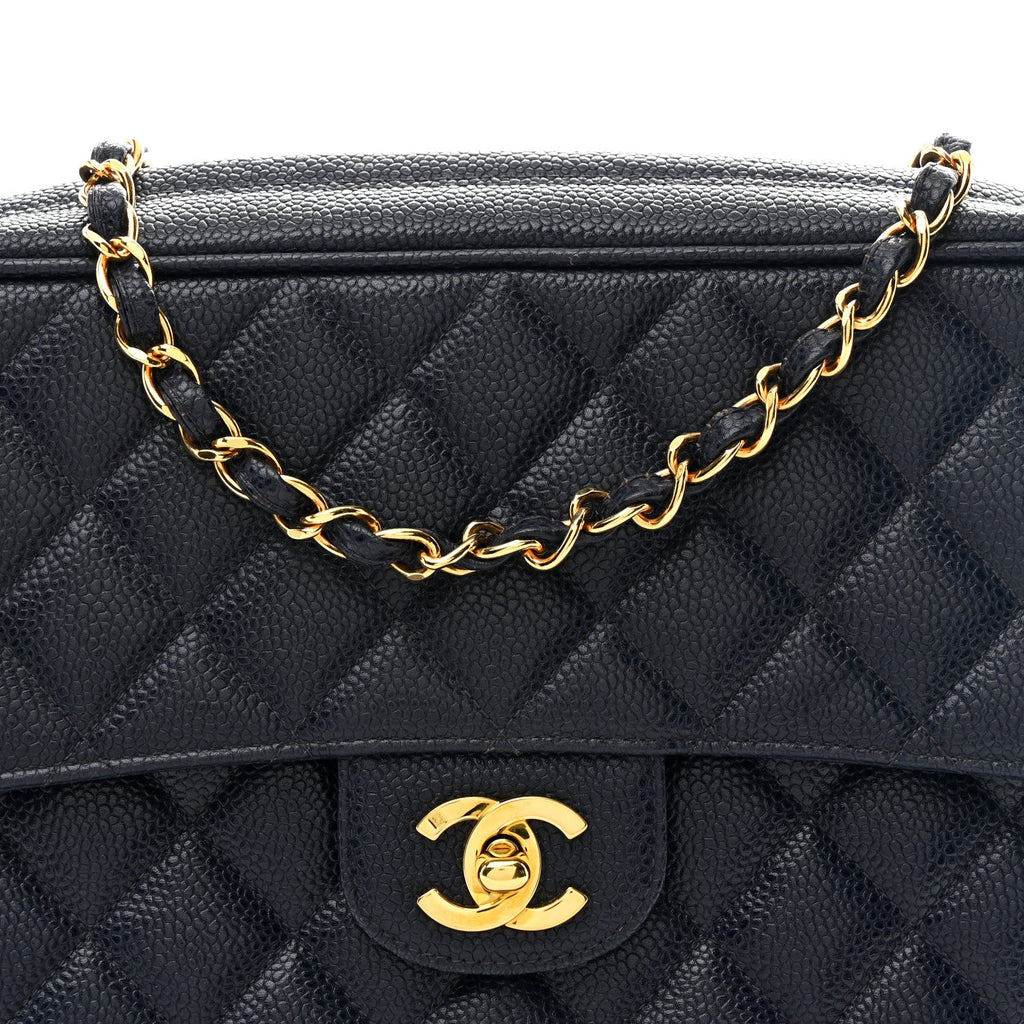 Chanel Caviar Quilted CC Shoulder Bag Navy