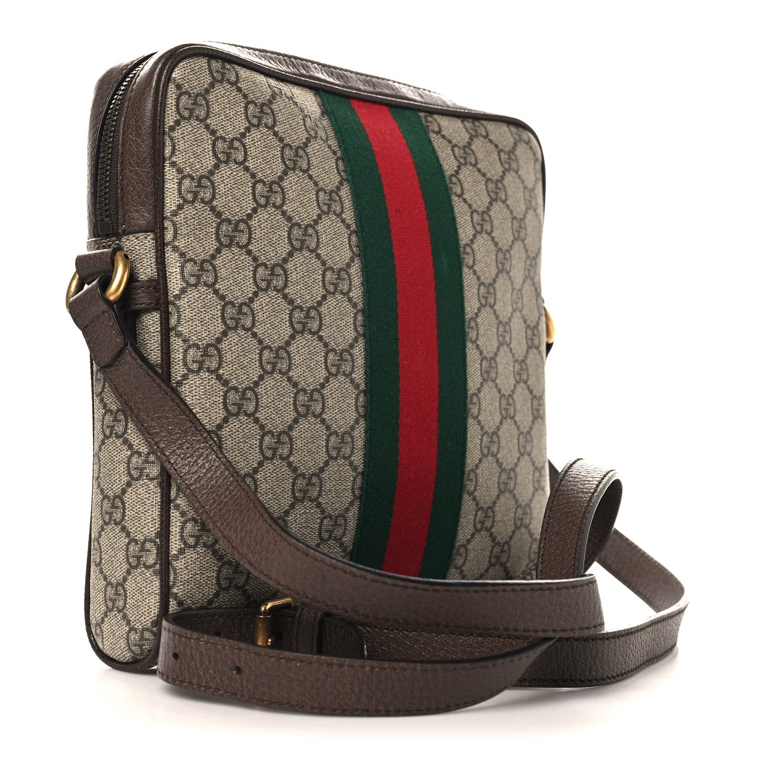 Gucci GG Supreme Monogram Web Small Ophidia Messenger Bag Brown