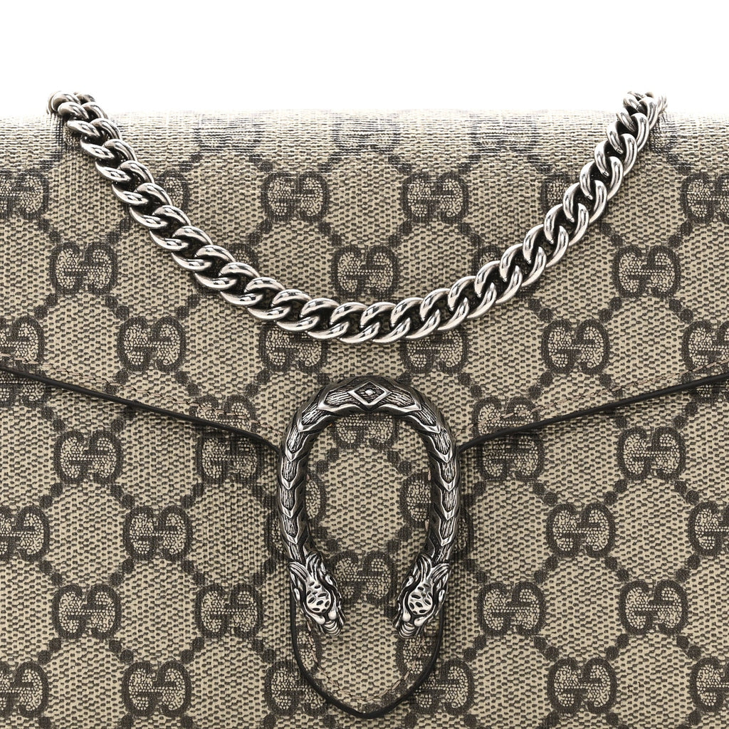 Gucci GG Supreme Monogram Mini Dionysus Chain Wallet Beige Taupe