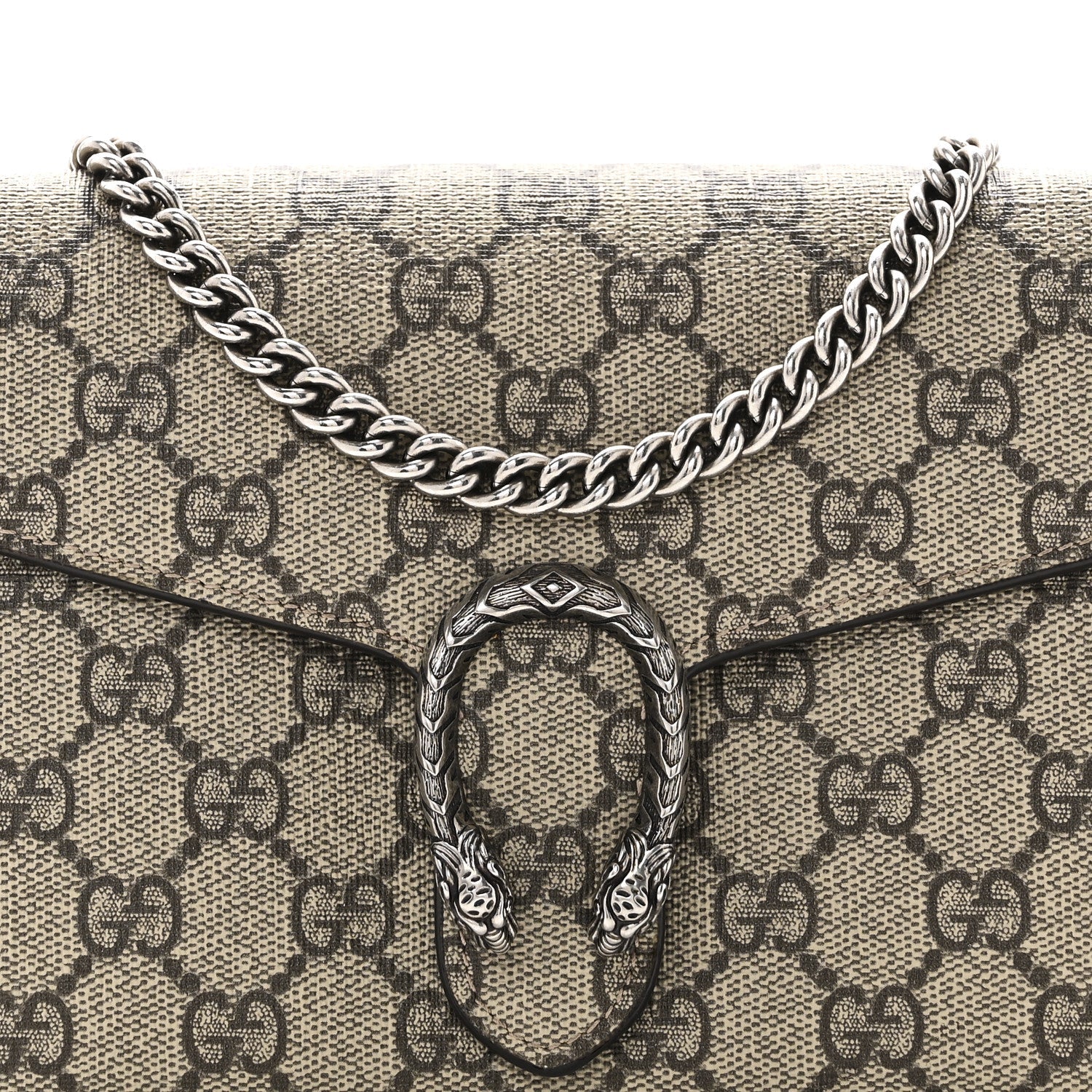 Gucci GG Supreme Monogram Mini Dionysus Chain Wallet Beige Taupe