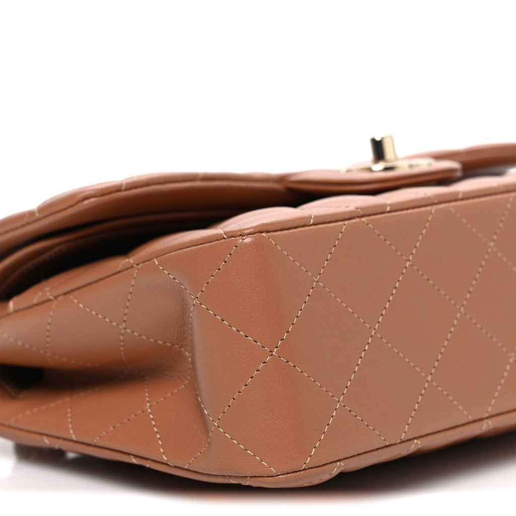 Chanel Lambskin Quilted Small Double Flap Brown