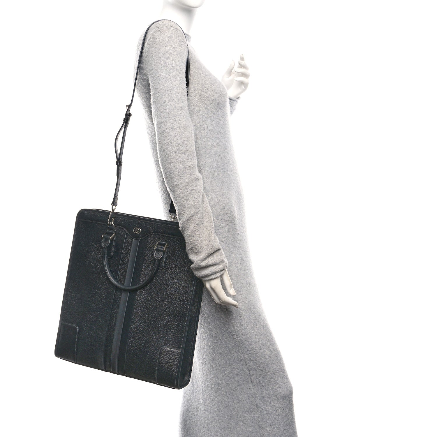 Gucci Dollar Pigprint Koi Calfskin Interlocking G Tote Bag Black