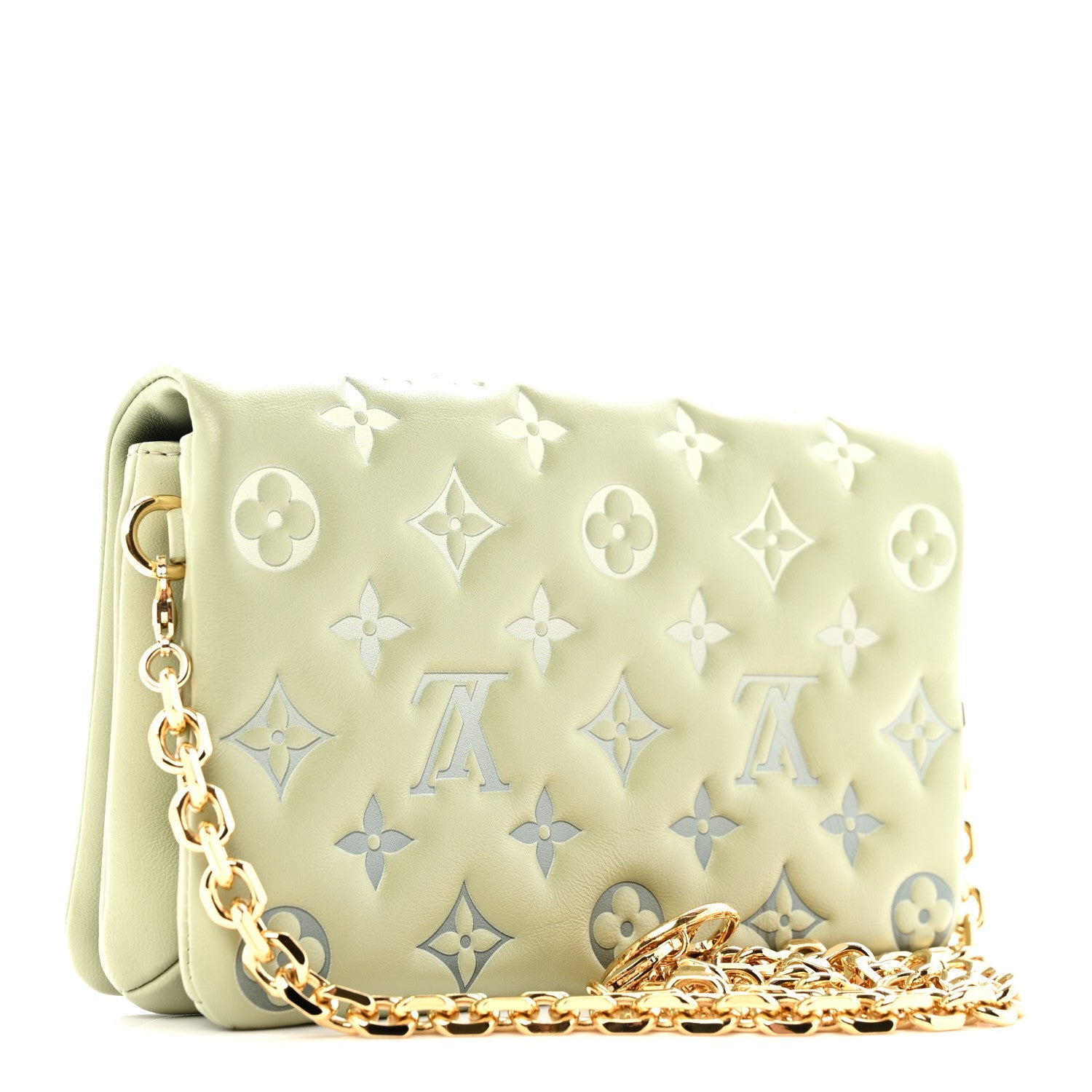 Louis Vuitton Lambskin Embossed Monogram Pochette Coussin Green