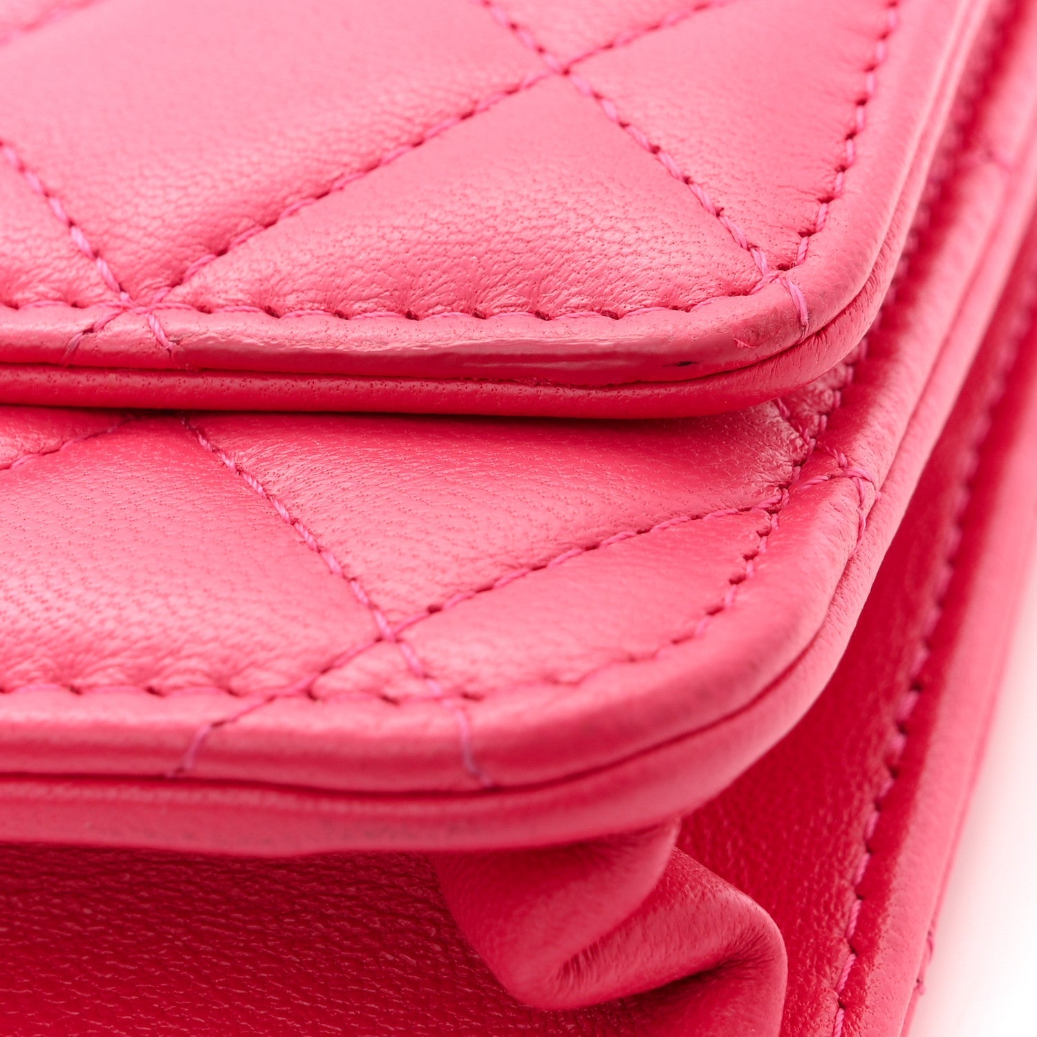 Chanel Lambskin Quilted Trendy CC Wallet On Chain WOC Dark Pink