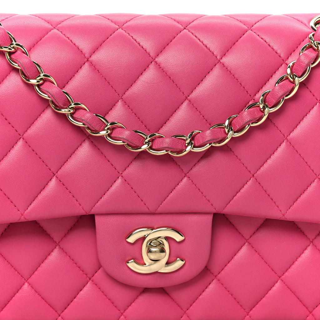 Chanel Lambskin Quilted Medium Double Flap Pink