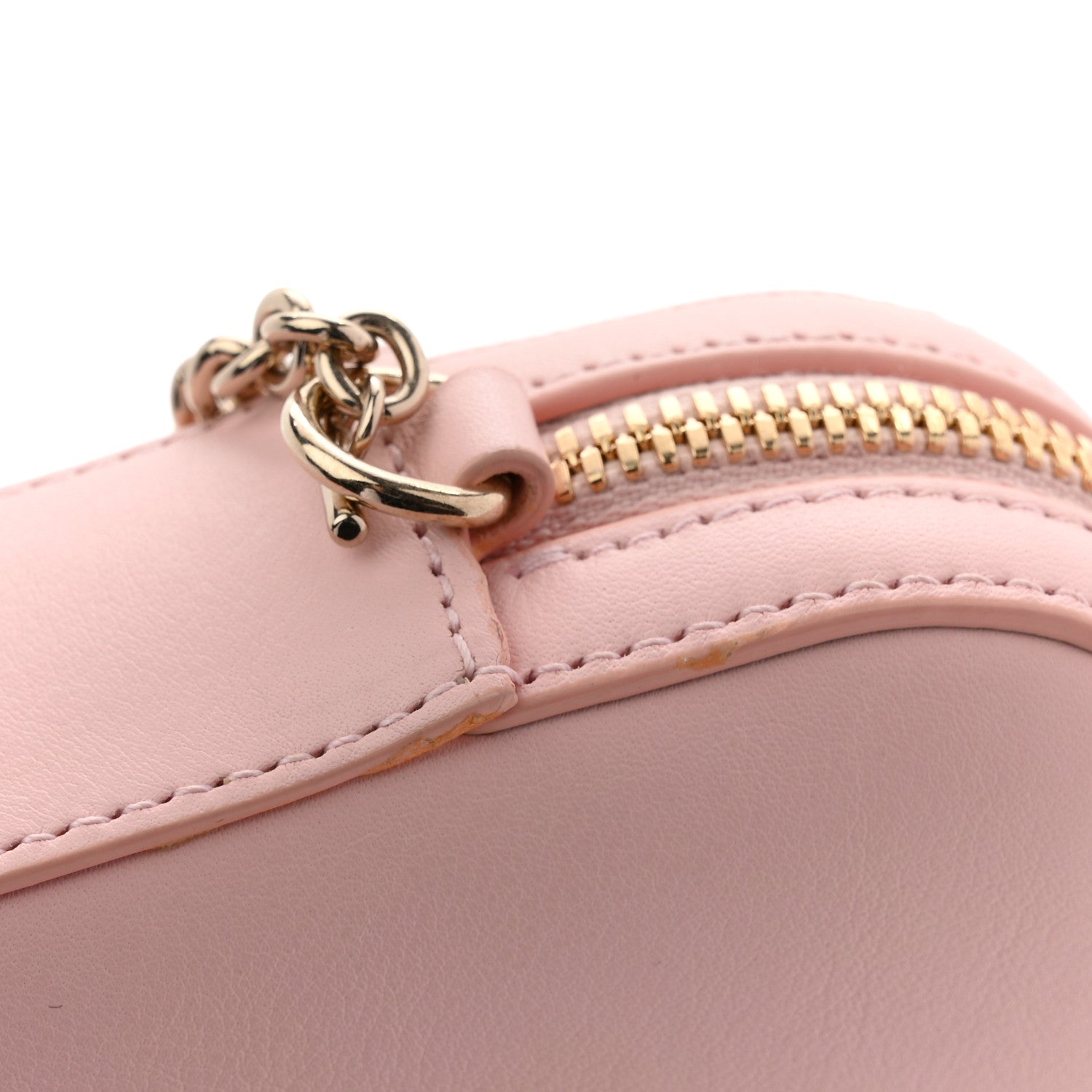 Gucci Dollar Calfskin Enamel Super Mini GG Marmont Chain Shoulder Bag Light Pink Blue