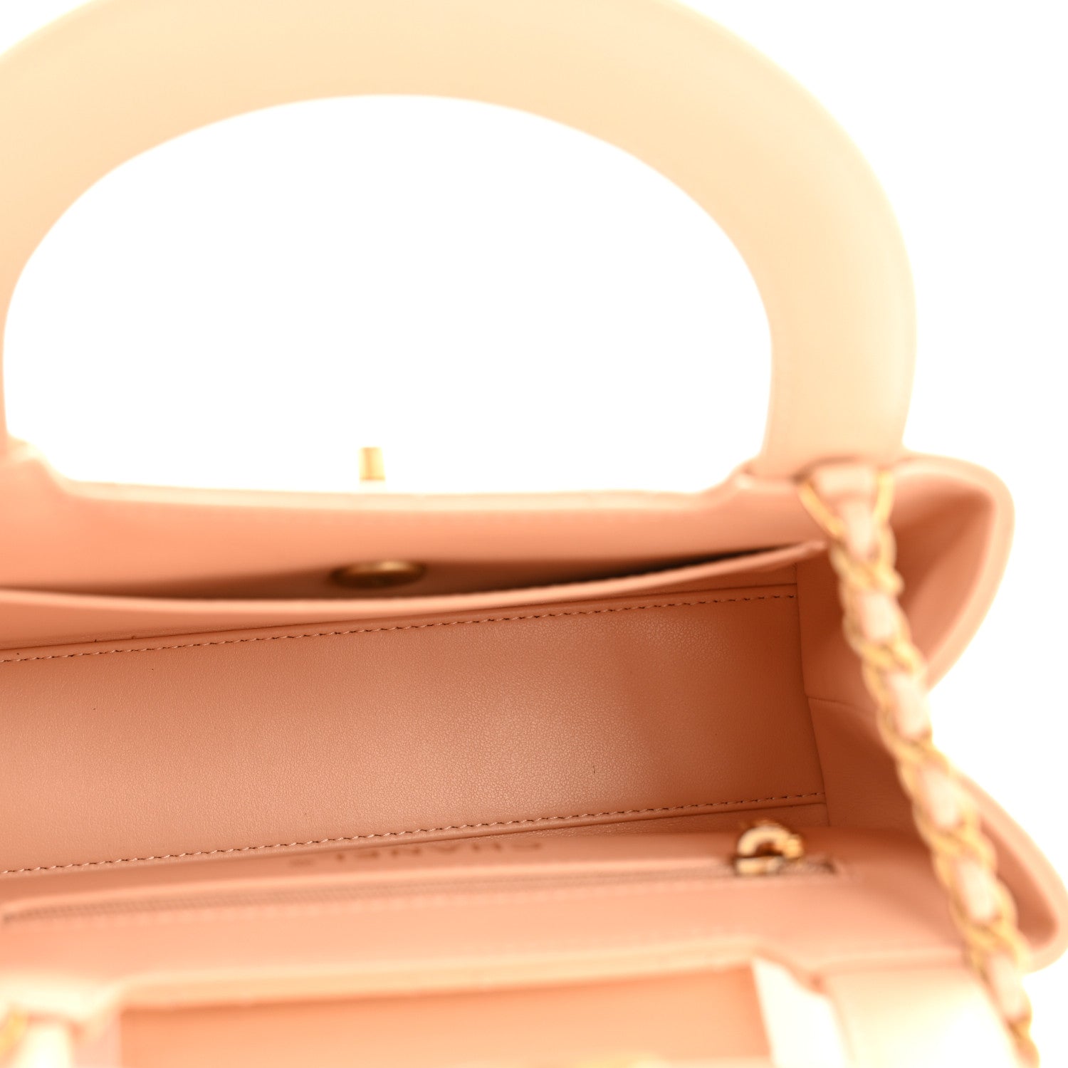 Chanel Shiny Aged Calfskin Quilted Nano Kelly Shopper Beige