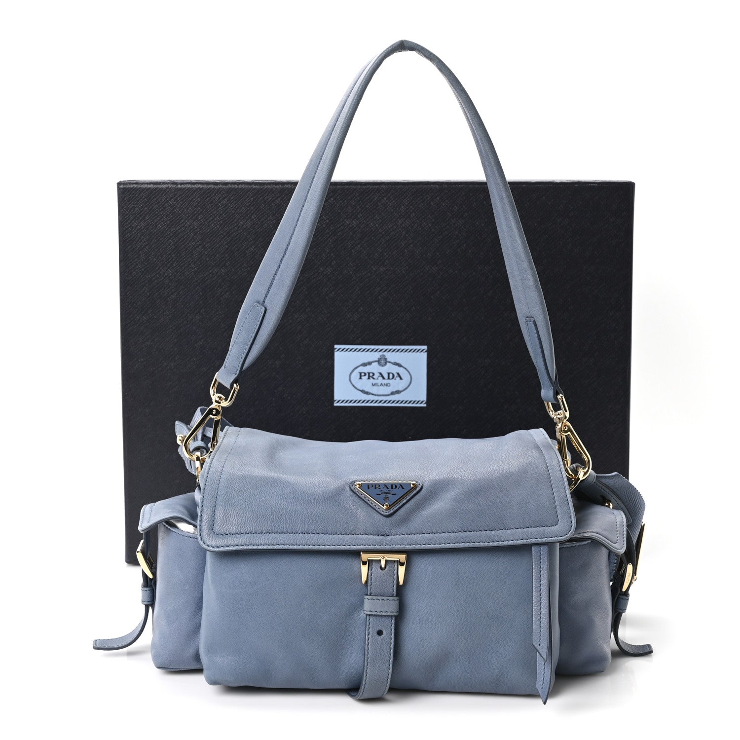 Prada Nappa Medium Explore Shoulder Bag Aviation Blue