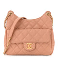 Chanel Caviar Quilted Wavy CC Hobo Beige