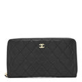 Caviar Quilted Large Zip Around Organizer Wallet Black