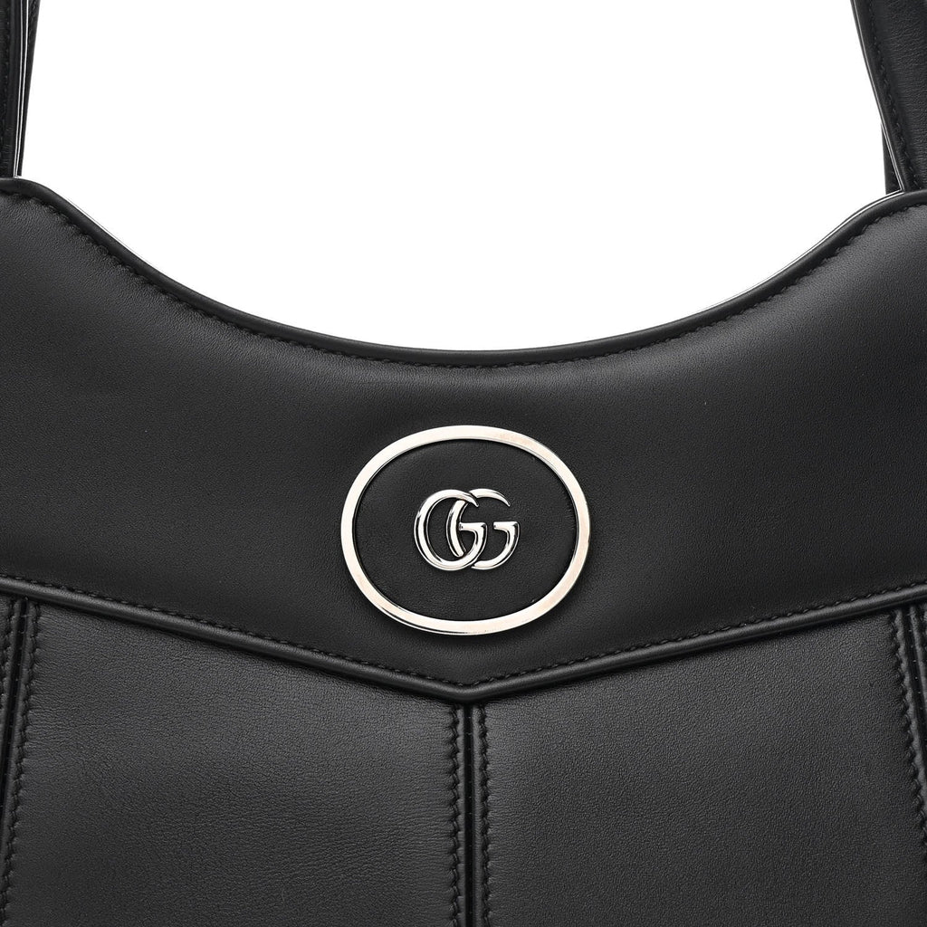 Gucci Calfskin Petite GG Medium Tote Bag Black