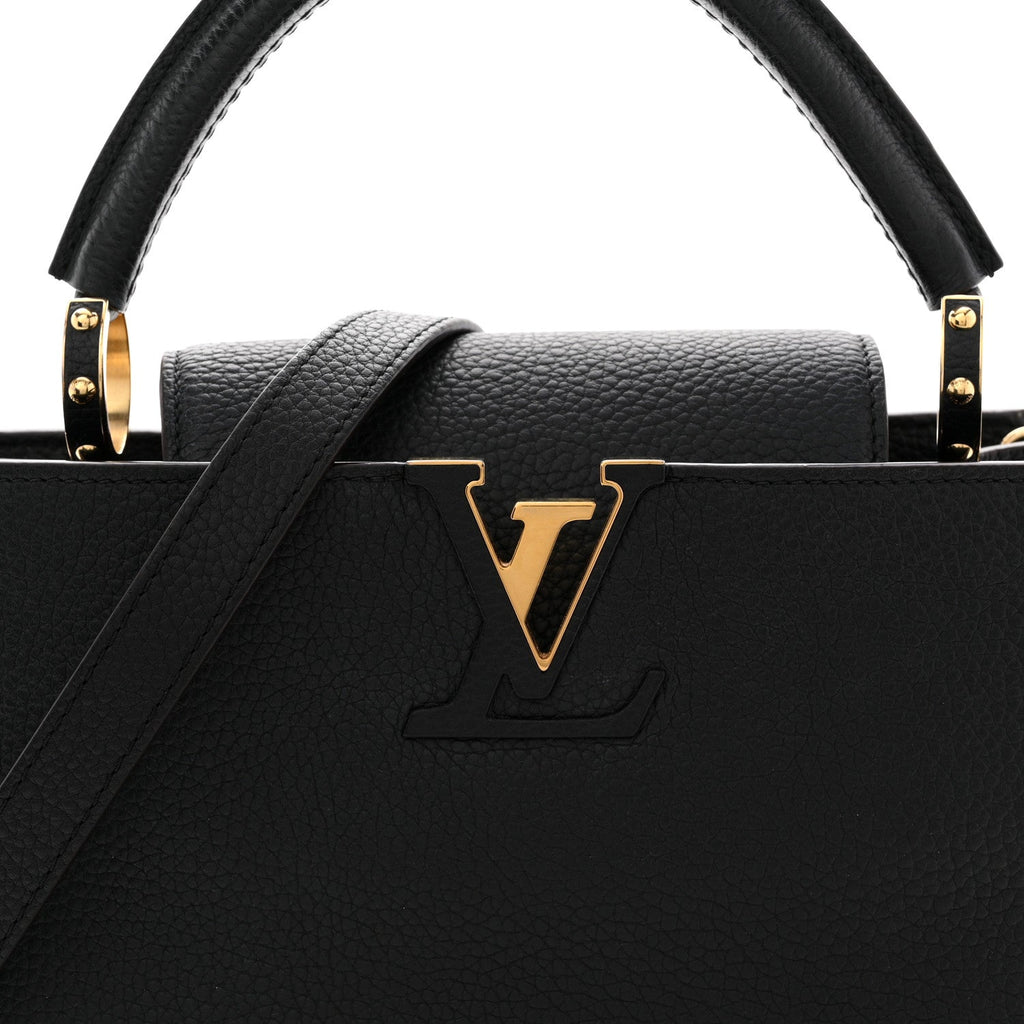 Louis Vuitton Taurillon Capucines MM Black Fuchsia