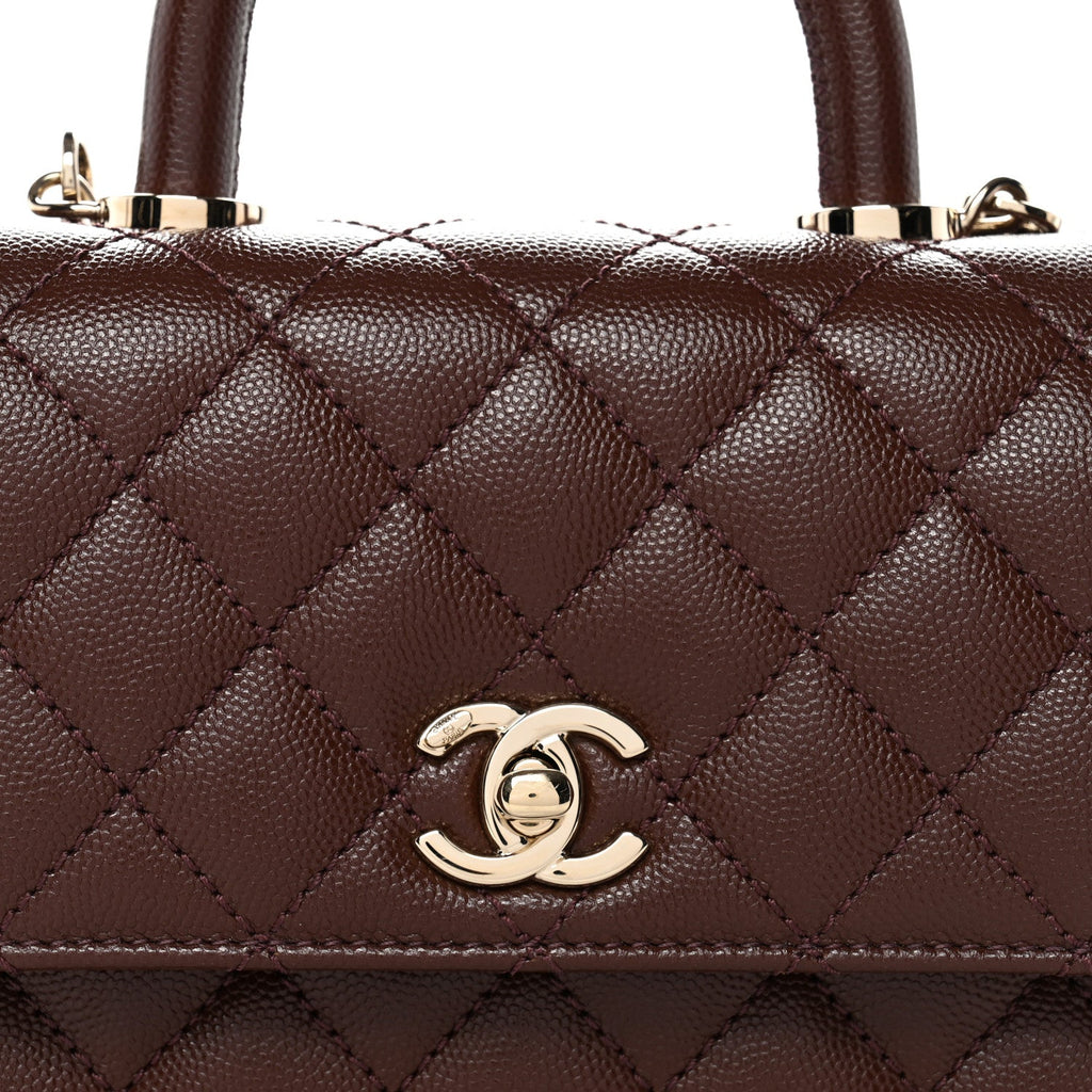 Chanel Caviar Quilted Extra Mini Coco Handle Flap Dark Brown