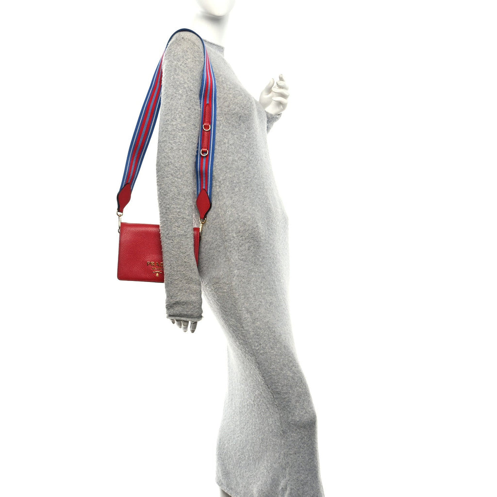 Prada Vitello Daino Flap Crossbody Rosso