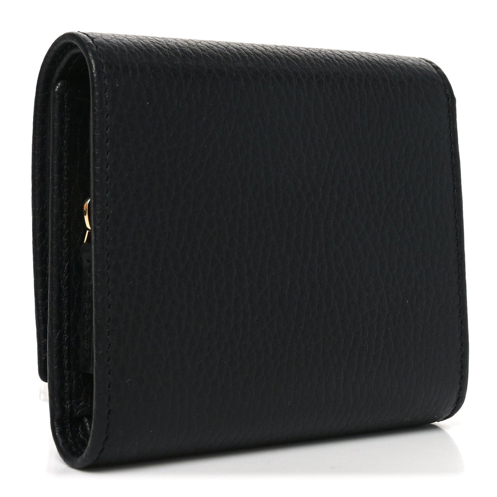 Gucci Dollar Calfskin Medium GG Marmont Wallet Black