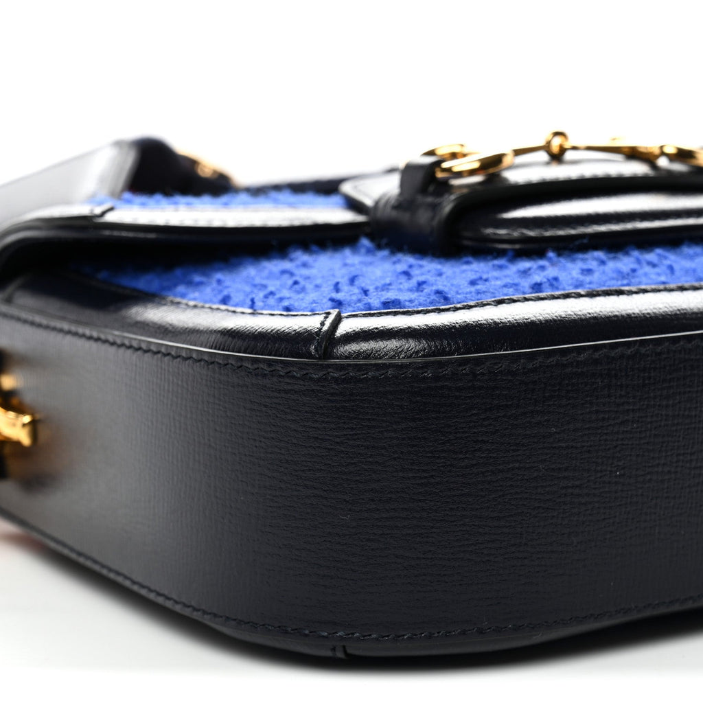 Gucci Casy Wool Azalea Calfskin Mini Horsebit 1955 Shoulder Bag Blue China