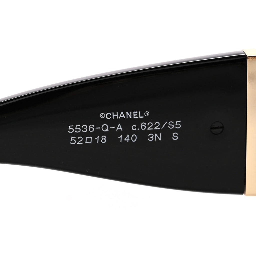 Acetate Calfskin Chain CC Sunglasses 5536-Q-A Black