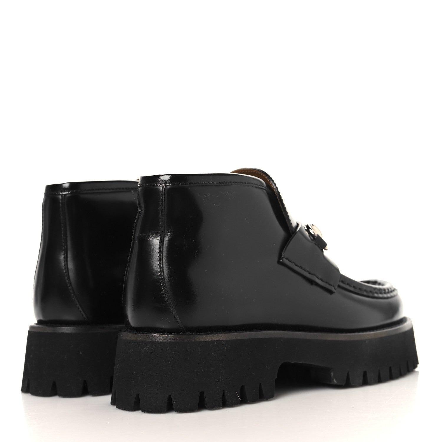 Gucci Cordovan Lux Womens Horsebit Platform Ankle Boots 36 Black