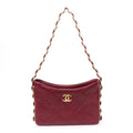 Chanel Lambskin Quilted Small CC Links Hobo Burgundy
