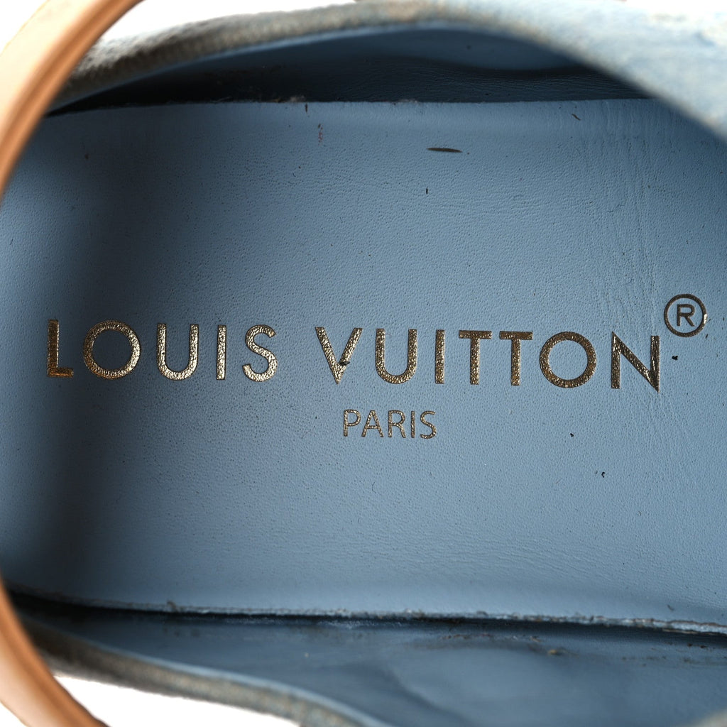 Louis Vuitton Monogram Washed Denim Aspen Platform Clog Mules 36 Blue