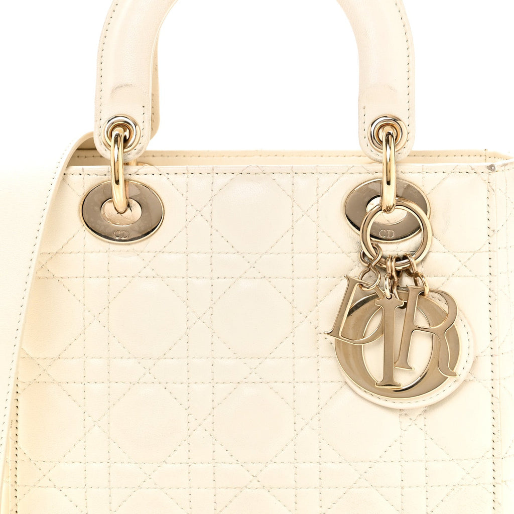 Christian Dior Lambskin Cannage Small My ABCDior Lady Dior White