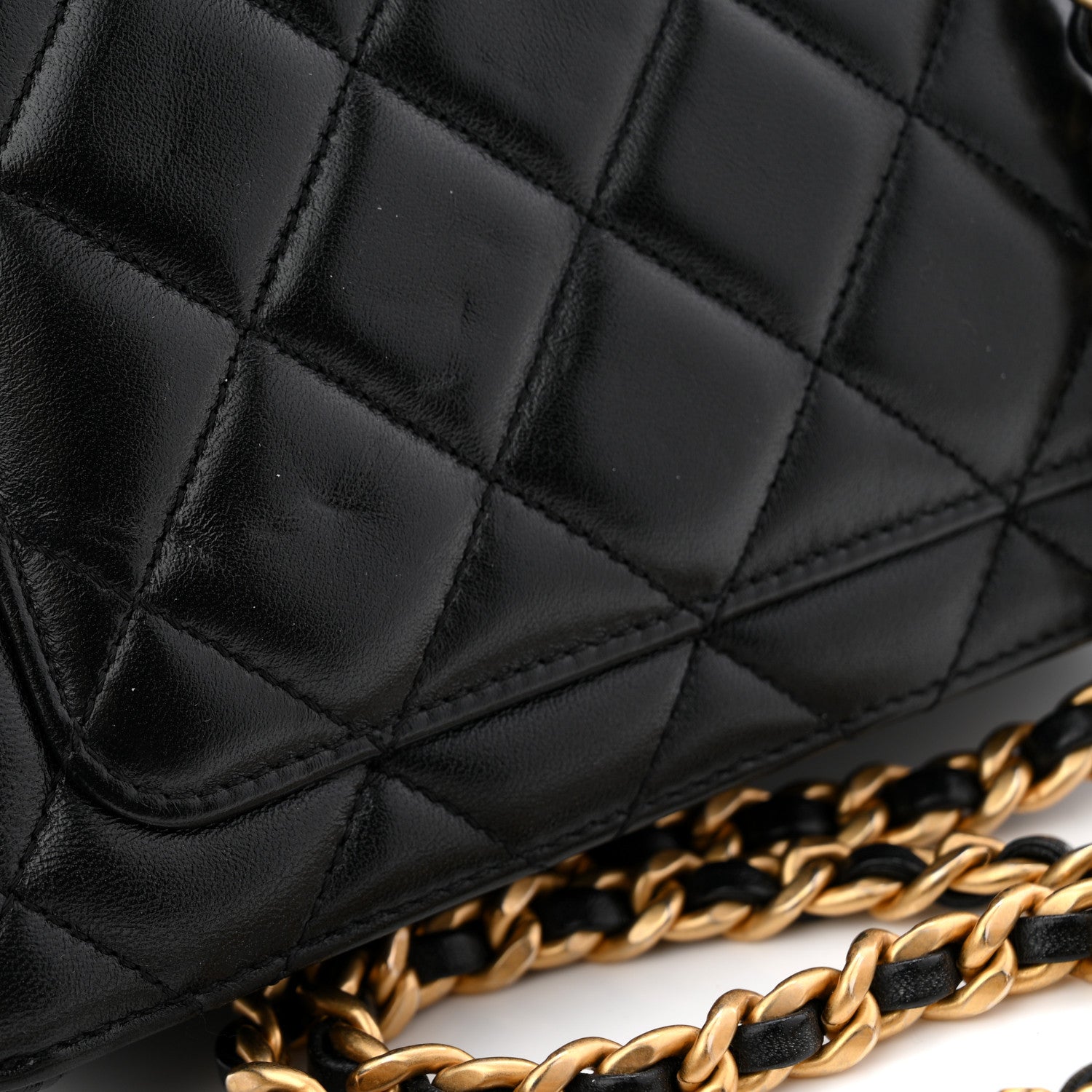 Chanel Lambskin Quilted CC Logo Mini Flap Black