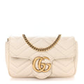Gucci Calfskin Matelasse Super Mini GG Marmont Shoulder Bag White