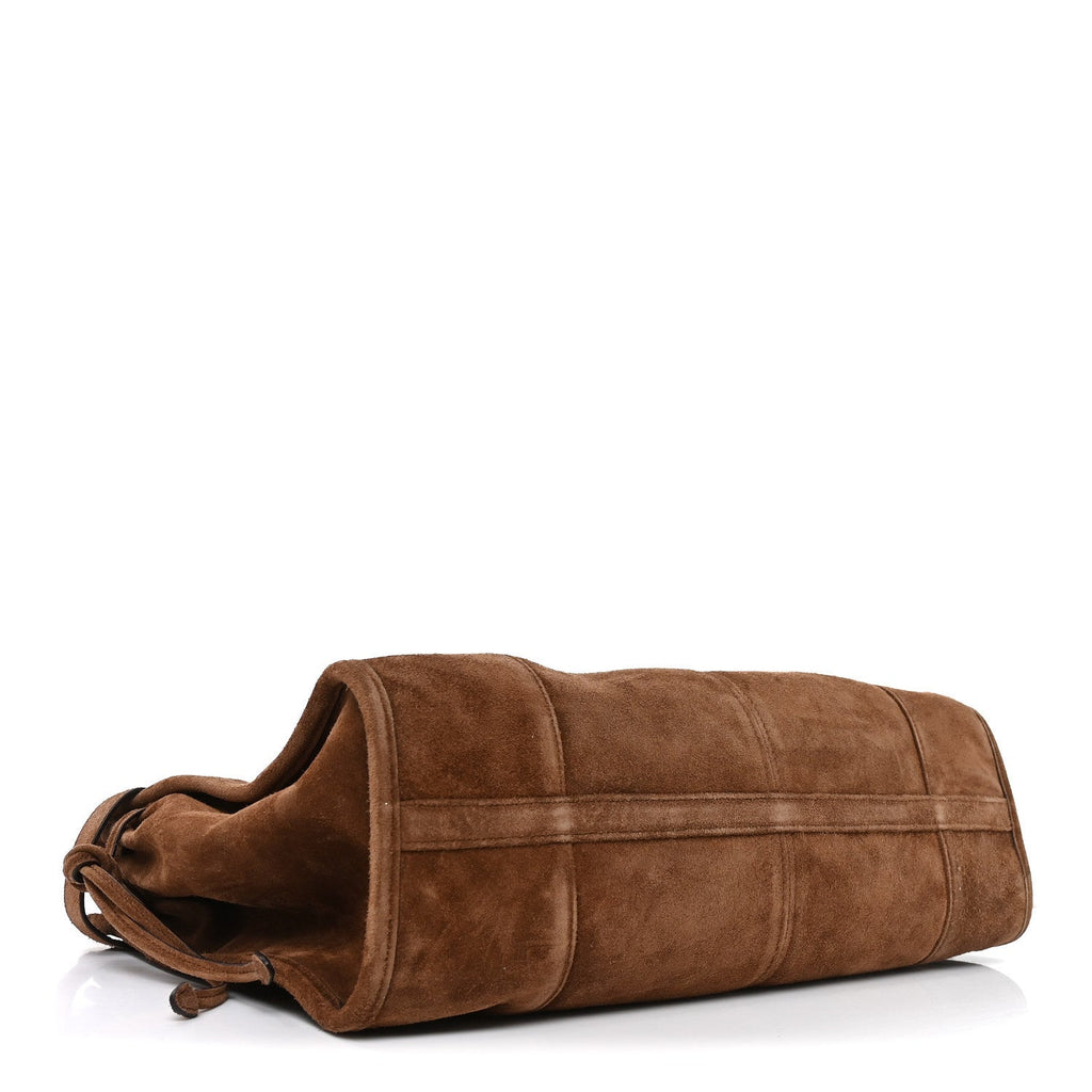 Prada Suede Large Bonnie Shoulder Bag Cacao