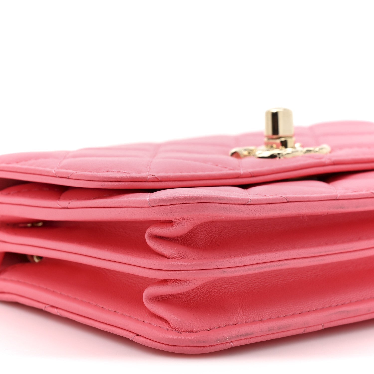 Chanel Lambskin Quilted Mini Trendy CC Wallet On Chain WOC Pink