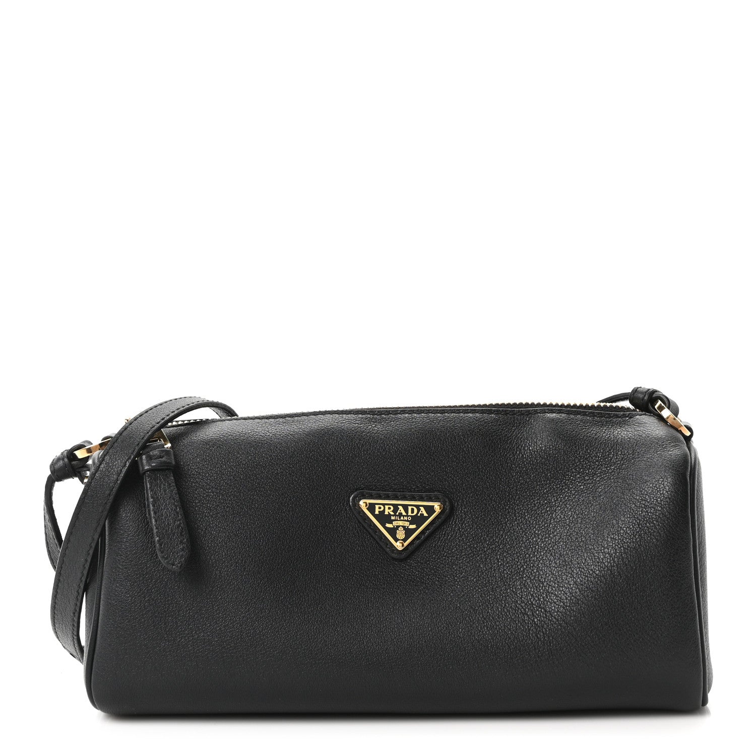 Prada Calfskin Triangle Pouch Shoulder Bag Black