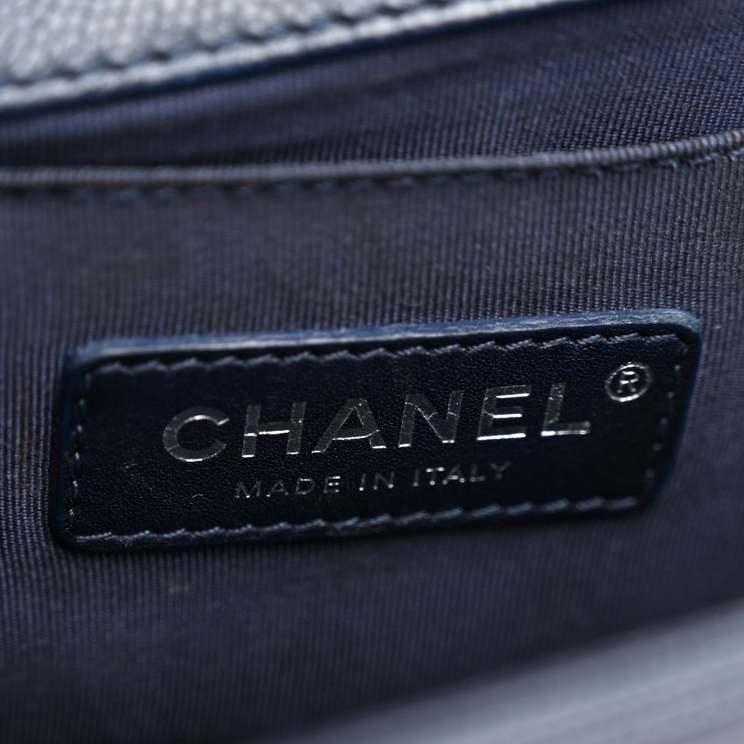 Chanel Caviar Chevron Quilted Medium Boy Flap Navy