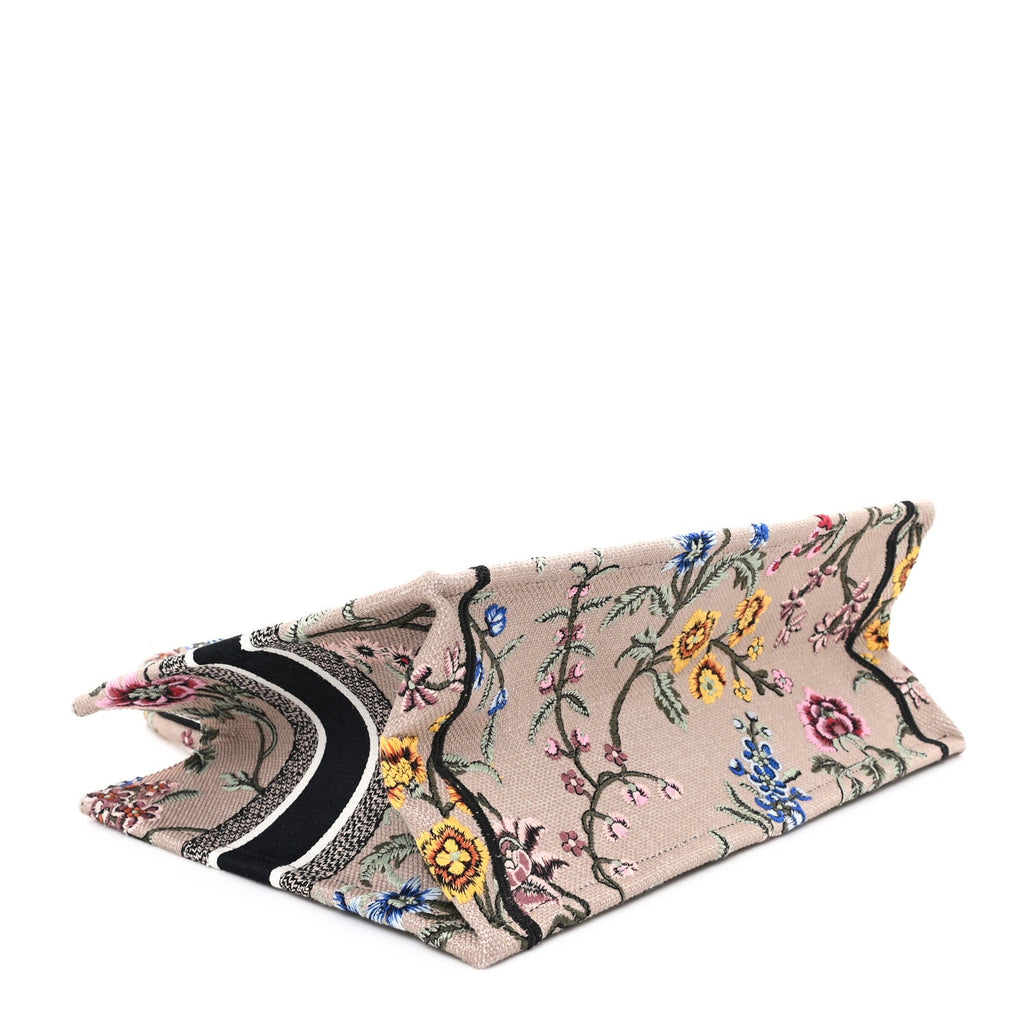 Christian Dior Canvas Embroidered Petites Fleurs Medium Book Tote Rose Multicolor