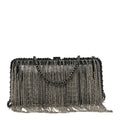 Chanel Lambskin Chain Fringe Clutch With Chain  Black