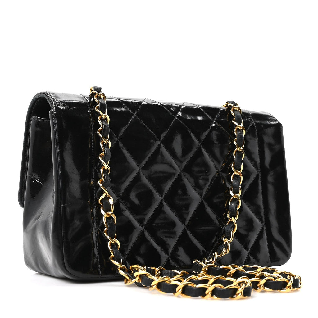 Chanel Patent Quilted Small Diana Flap Black