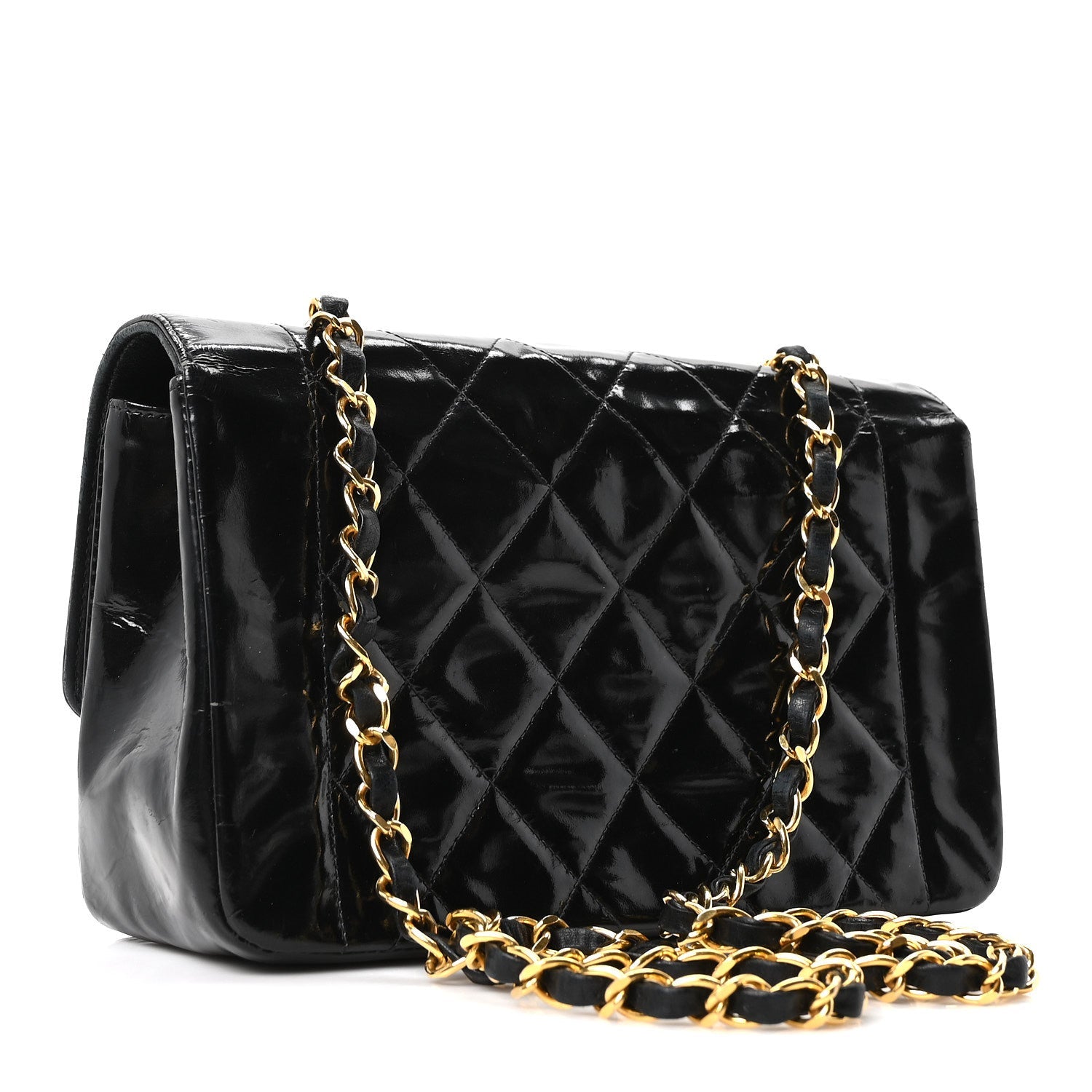 Chanel Patent Quilted Small Diana Flap Black