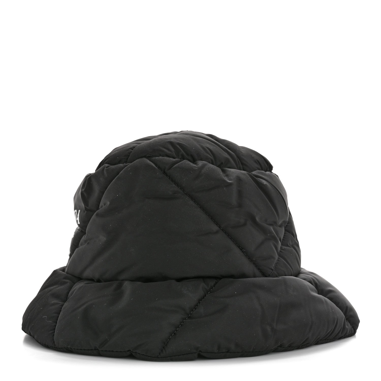 Prada Nylon Triangle Quilted Padded Bucket Hat M Black