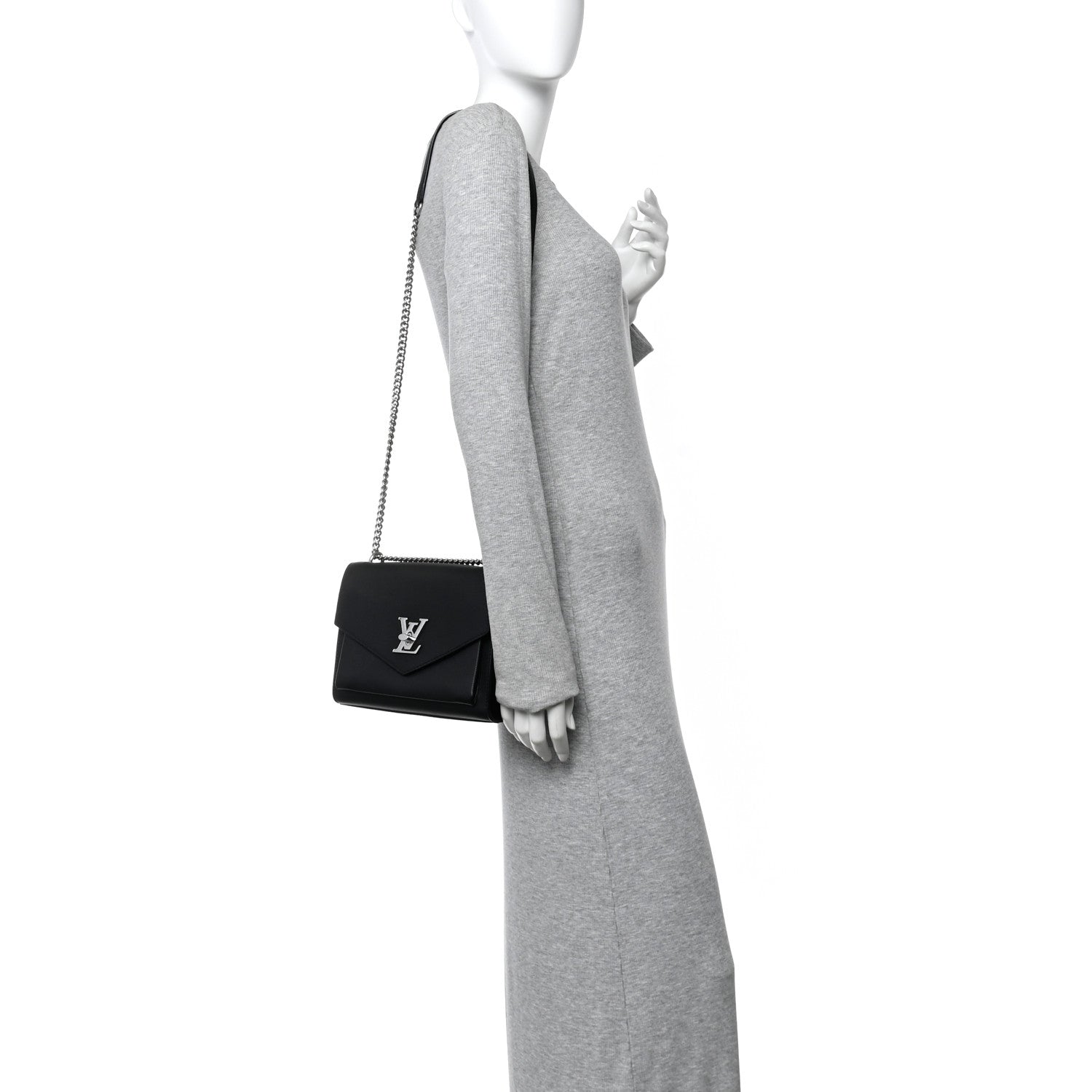 Louis Vuitton Soft Calfskin Mylockme Chain Bag BB Black