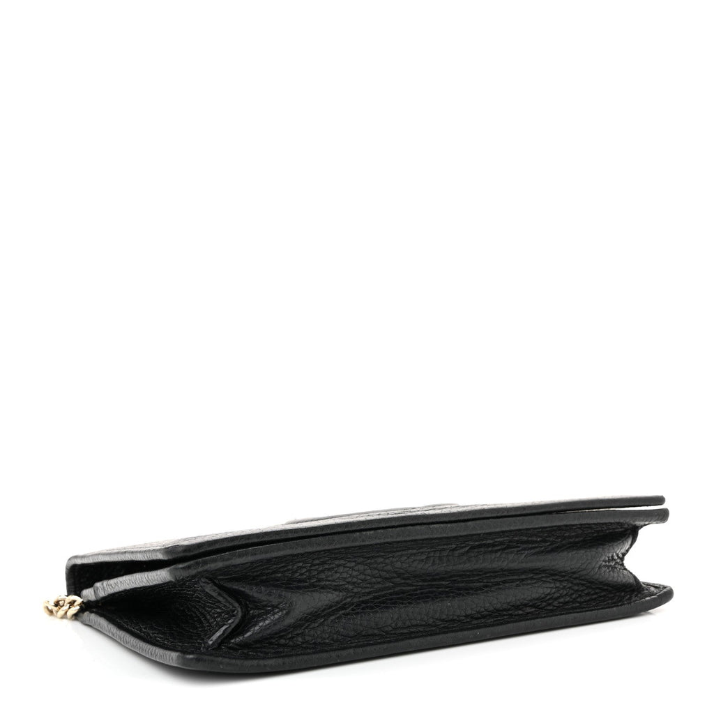 Gucci Pebbled Calfskin Soho Wallet On Chain Black