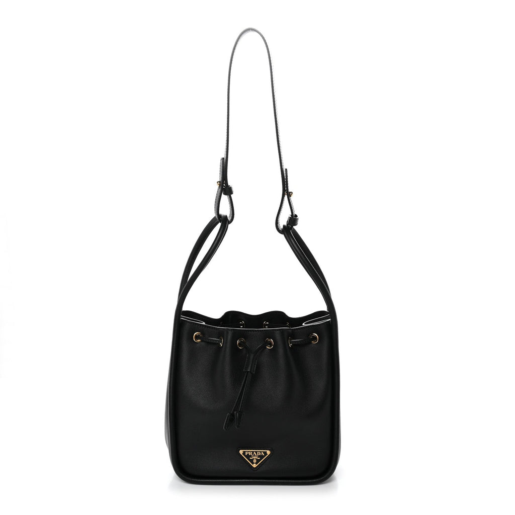 Prada Soft Calfskin Mini Darling Bucket Bag Black