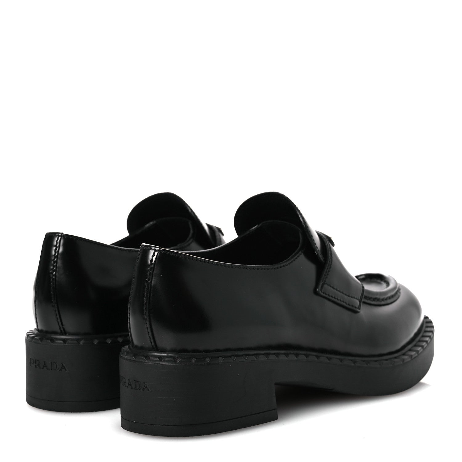 Prada Spazzolato Metal Triangle Logo 50mm Loafers 36 Black